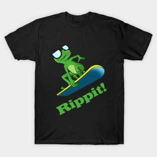 Cool Frog on a Snowboard T-Shirt